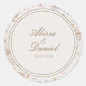 Blozende Boho Bloemige Trouwsticker Ronde Sticker (Voorkant)