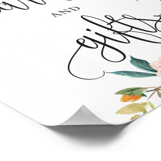 Blozende bordeaux-oranje bloemkaarten en -cadeaus  poster (Hoek)