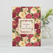 Blozende bordeauxroze bloemenschildering bruiloft save the date (Staand voorkant)