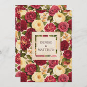 Blozende bordeauxroze bloemenschildering bruiloft save the date (Voorkant / Achterkant)