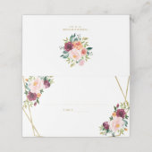 Blozende bordeauxroze waterverf bruidsfeestje plaatskaartje (Buitenkant ongevouwen)