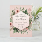 Blozende Botanische Bruiloft Kaart (Staand voorkant)