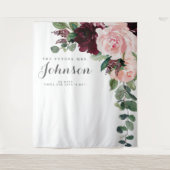 Blozende Bourgogne Bruiloft Bridal Shower Achtergr Wandkleed (Voorkant)