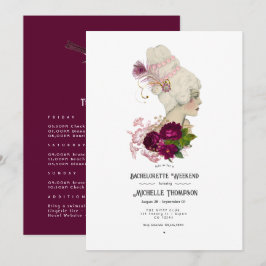 Blozende Bourgogne Gouden Shabby Bloemige Meisjesu Kaart