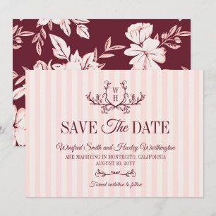 Blozende Bourgogne Groene Monogram Trouw Save The Date