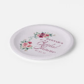 Blozende Burgundy Bloemencake Bruidsshower Papieren Bordje (Gekanteld)