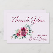 Blozende Burgundy Bloemencake Bruiloft Feest Bedankkaart (Voorkant / Achterkant)