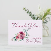Blozende Burgundy Bloemencake Bruiloftsshowers Bedankkaart (Staand voorkant)