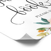 Blozende burgundy oranje groen guestboek bord poster (Hoek)