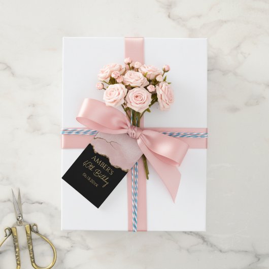 Blozende Champagne Gouden Glitter Abstract Aquarel Cadeaulabel
