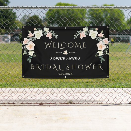 Blozende Crème Bloem Bruiloft Ontvangstbord Spandoek (Insitu)