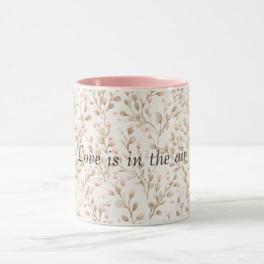 Blozende Crème Bloemen Romantische Liefde Mok (Midden)
