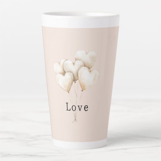 Blozende Crème Harten Ballonnen Liefde Latte Mok (Voorkant)
