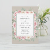 Blozende Delicate Bloemige Romantische Bruiloft Kaart (Staand voorkant)