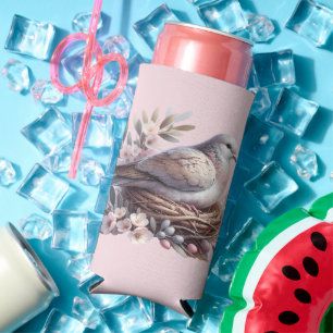 Blozende Duivennest met Bloemen en Olijftakken Seltzer Blikjeskoeler