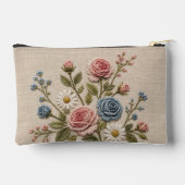 Blozende en blauwe geborduurde rozen etui (Achterkant)
