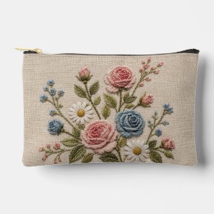 Blozende en blauwe geborduurde rozen etui