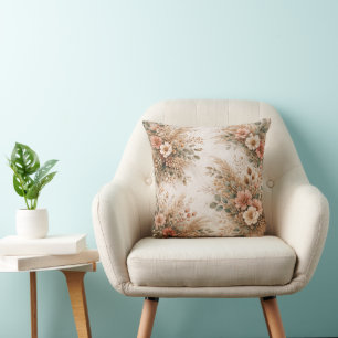 Blozende en Crème Boho Pampas Boeket Kussen