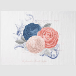 Blozende en marineblauwe bloemenselectie Serie 12 Tissuepapier