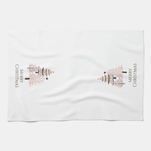 Blozende en neutrale kerstboom keukenhanddoek (Horizontaal)