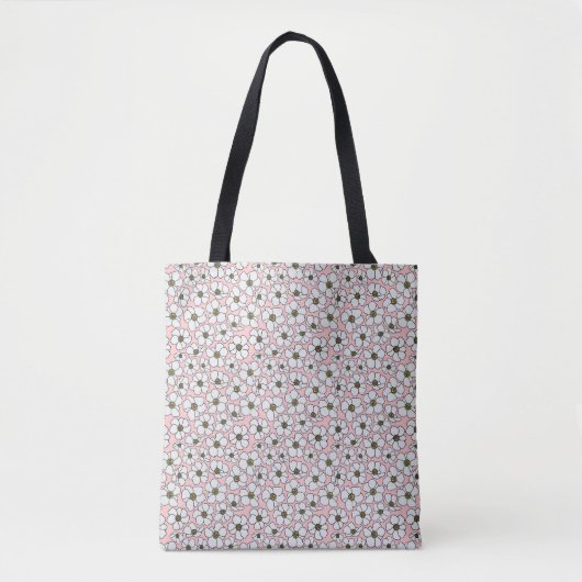 Blozende en Witte Bloemen Tote Bag (Voorkant)
