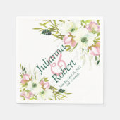 Blozende en witte waterverf bloemen servetten (Voorkant)