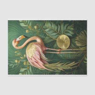 Blozende Flamingo Glanzend Goud, Elegant Tissuepapier