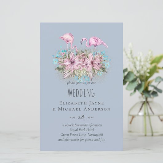 Blozende Flamingo's Tropisch Strand Huwelijk (Staand voorkant)