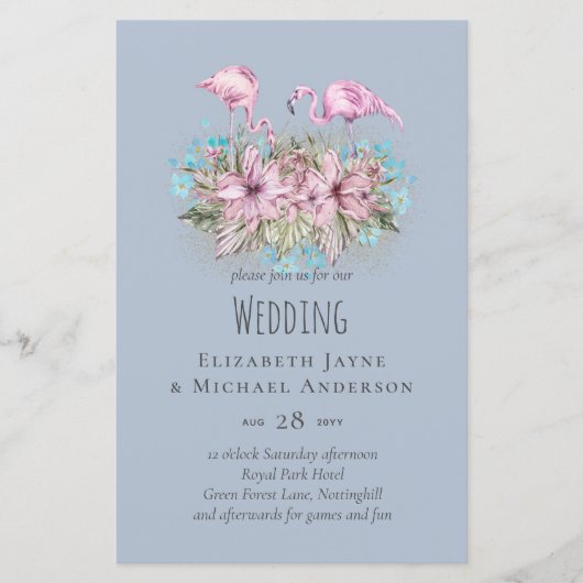 Blozende Flamingo's Tropisch Strand Huwelijk (Voorkant)