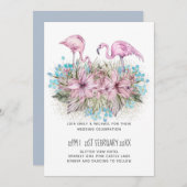 Blozende Flamingo's Tropisch Strand Huwelijk Kaart (Voorkant / Achterkant)