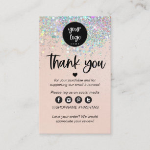 Blozende Glitter Bedankt Voor Bestelling Invoegen Visitekaartje