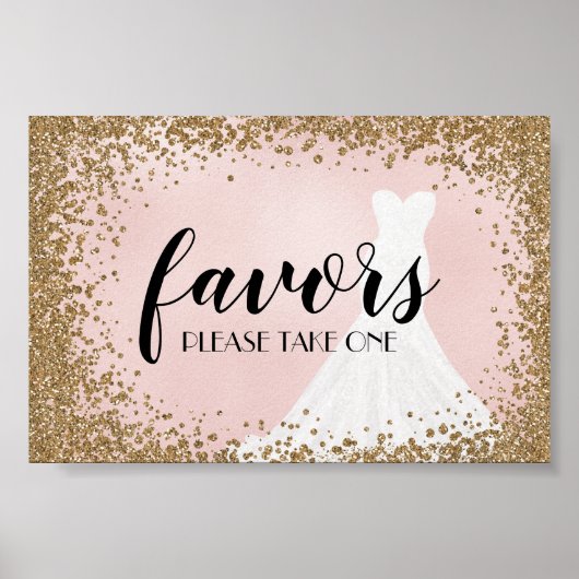Blozende Glitter Bruidsjurk Bruiloft Feestartikele Poster (Voorkant)