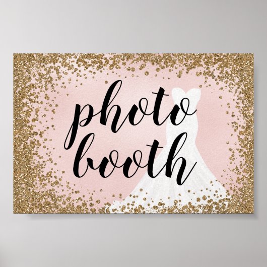 Blozende Glitter Bruidsjurk Bruiloft Foto Booth Poster (Voorkant)