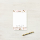 Blozende Glitter Roze Crème Bruine Hartjes Post-it® Notes (Op bureau)