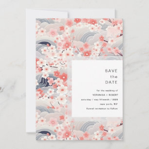 Blozende golven Sakura bloesem moderne trouwdag Save The Date