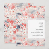 Blozende golven Sakura bloesem moderne trouwdag Save The Date (Voorkant / Achterkant)