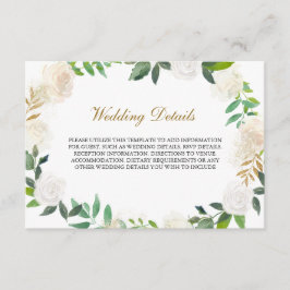 Blozende Gouden Aquarel Krans Ontvangst Details Informatiekaartje