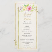 Blozende Gouden Bloem Moderne Trouwceremonie Progr Programmakaart (Voorkant / Achterkant)