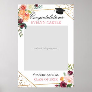 Blozende Gouden Bloemen Diploma Feest Foto Prop Poster
