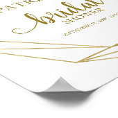 Blozende Gouden Geometrische Bloemrijke Bruidscade Poster (Hoek)