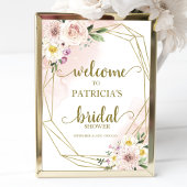 Blozende Gouden Geometrische Bloemrijke Bruidscade Poster