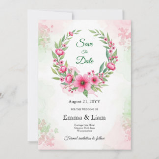 Blozende Gouden Groene Roze Botanische Krans Save  The Date