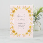 Blozende Gouden Ranunculus Eucalyptus Bruiloft Kaart (Staand voorkant)