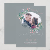 Blozende-grijze bloemenschildering frame save the date (Voorkant / Achterkant)