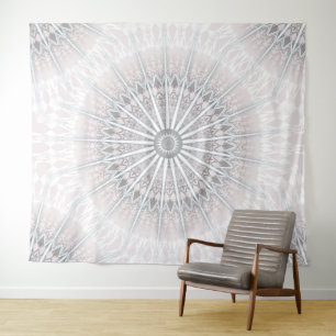 Blozende grijze neutrale boheemse mandala wandkleed