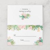 Blozende groene succulente cactus bloemige bruilof plaatskaartje (Buitenkant ongevouwen)