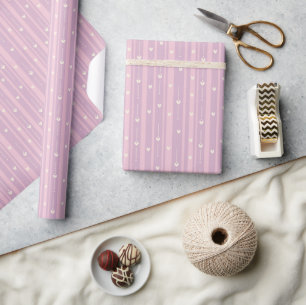 Blozende Hart Strepen Patroon Cadeaupapier