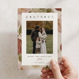 Blozende herfstfamilie foto Thanksgiving kaart