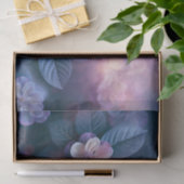Blozende ivoor-indigo bloemdecoupage tissuepapier (Geschenk)