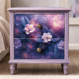 Blozende ivoor-indigo bloemdecoupage tissuepapier